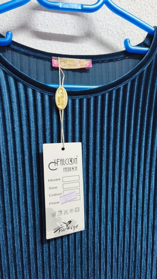 Kadın Lacivert Piliseli Uzun Kollu Elbise - Görsel 3