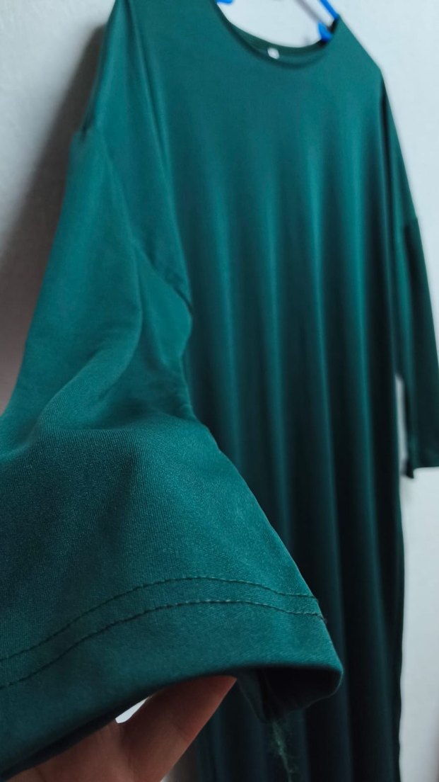 Uzun Kollu Salaş Yeşil Namaz Elbisesi - Görsel 3