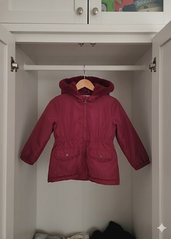 Kız Çocuk Bordo Kürklü Kapüşonlu Mont - Görsel 3