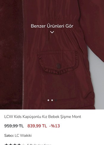 Kız Çocuk Bordo Kürklü Kapüşonlu Mont - Görsel 5