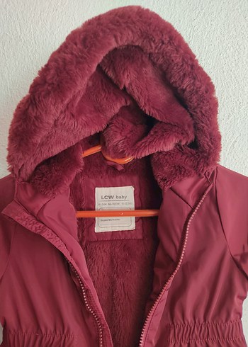 Kız Çocuk Bordo Kürklü Kapüşonlu Mont - Görsel 4