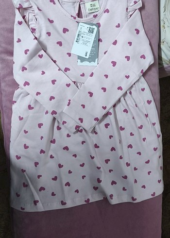 DeFacto Kız Bebek Kalp Baskılı Uzun Kollu Elbise - Görsel 2