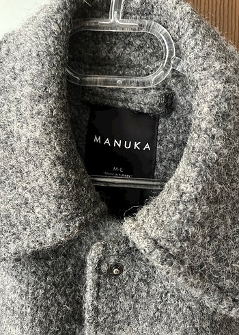 m Beden Gri Örgü Yün Manuka kaban