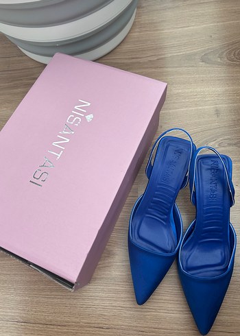 Mavi Stiletto Topuklu Kadın Abiye Ayakkabı