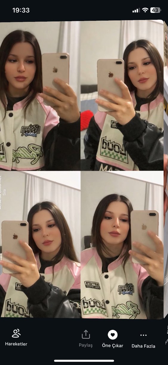 Pembe Biker Ceket, Baskılı, Düğmeli - Görsel 2