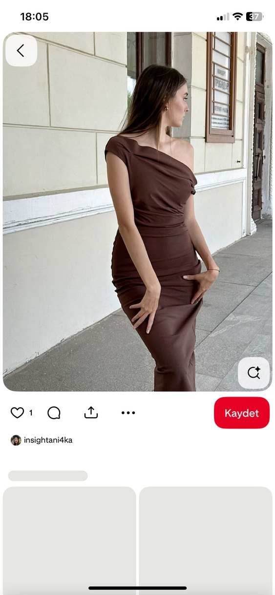 Kahverengi Drapeli Straplez Mini Elbise - Görsel 3