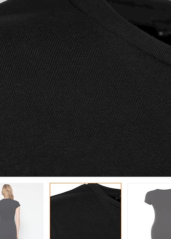 Siyah Yüksek Yakalı Midi Elbise - Görsel 3