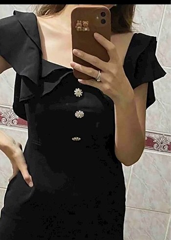 Siyah Midi Kalem Elbise - Görsel 2