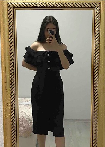 Siyah Midi Kalem Elbise - Görsel 3