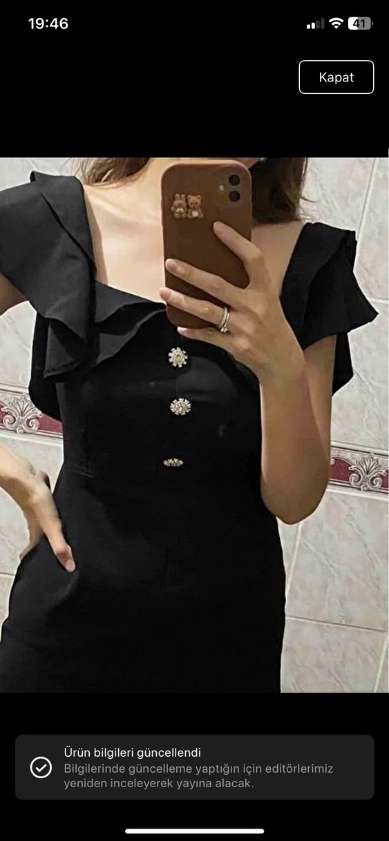 Siyah  Midi Kalem Elbise - Görsel 2