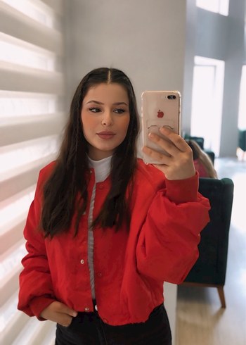 Kırmızı Fermuarlı Kadın Ceket - Görsel 3