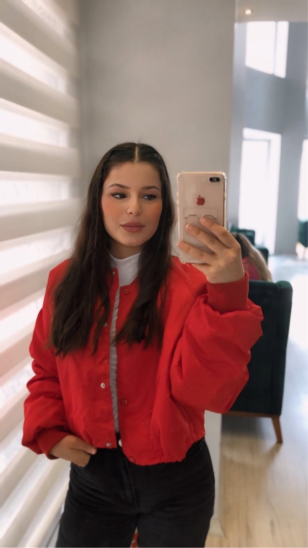 Kırmızı Fermuarlı Kadın Ceket - Görsel 3