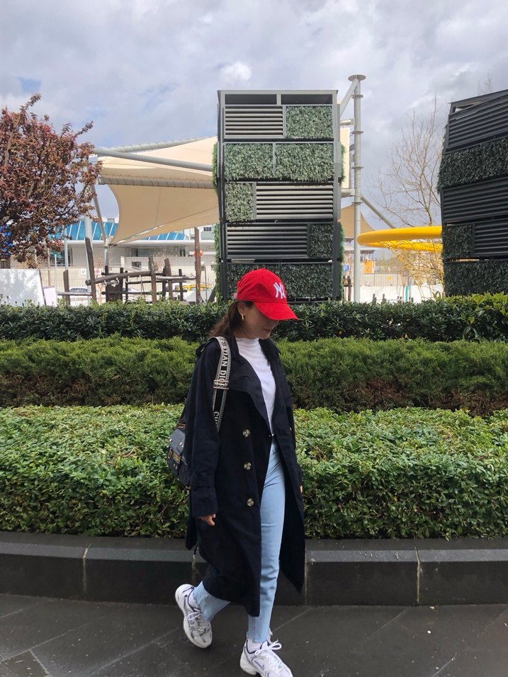 Lacivert Düğmeli Midi Keten Kadın Trençkot - Görsel 3