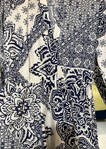 Bohem Desenli Gri Beyaz Mini Kadın Elbise - Görsel 4