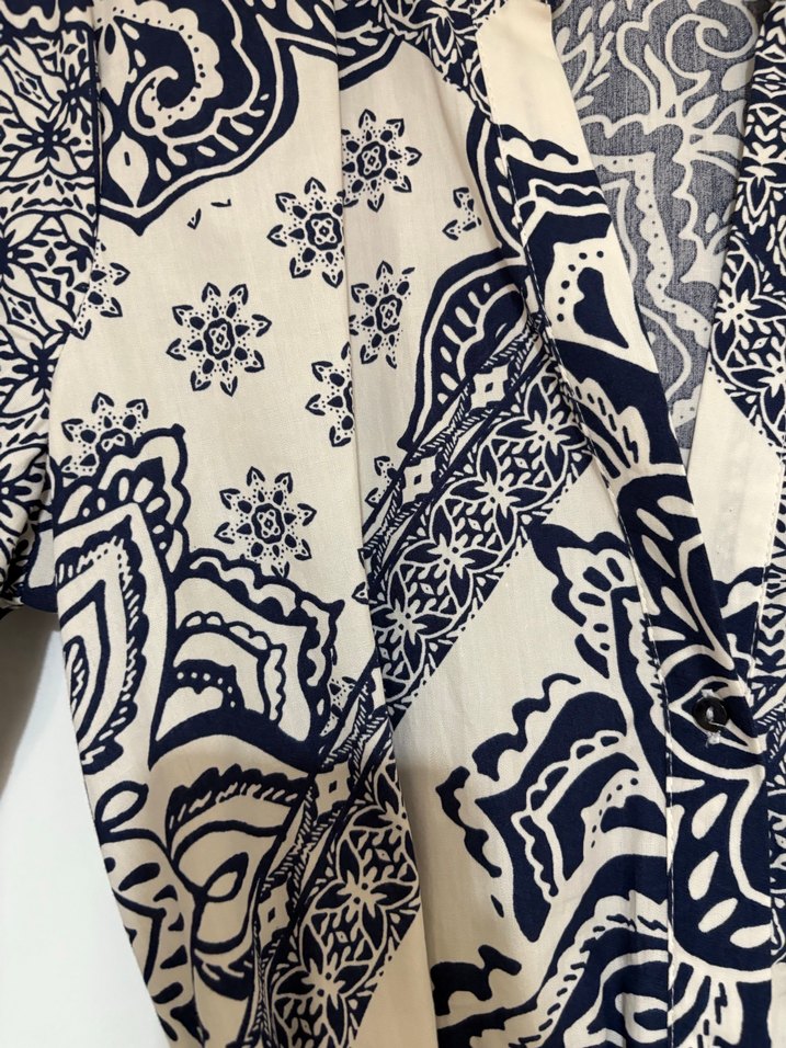 Bohem Desenli Gri Beyaz Mini Kadın Elbise - Görsel 3