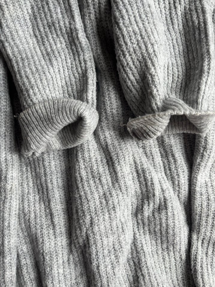 Gri Triko Kadın Keten Boğazlı Kazak - Görsel 2