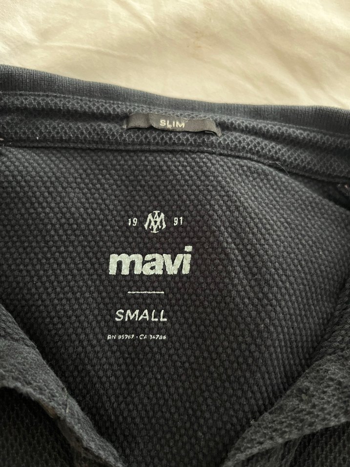 Uzun Kollu Siyah Mavi Polo Tişört - Görsel 2