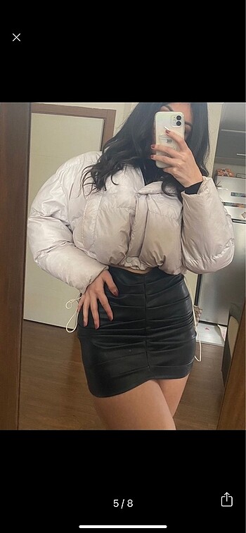 m Beden ten rengi Renk Şişme crop mont