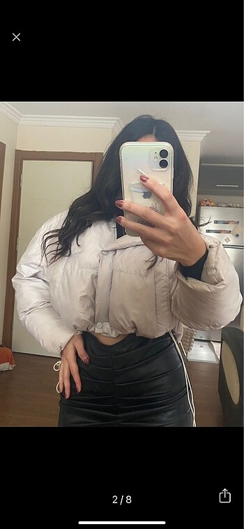 m Beden Şişme crop mont