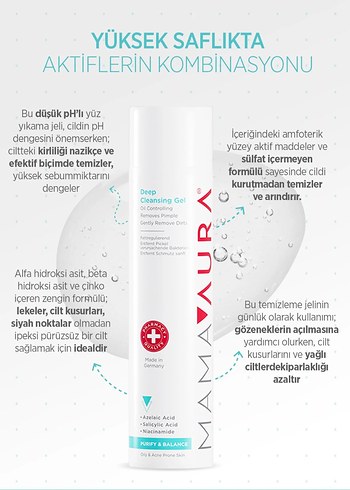 Diğer Mamaaura Yüz Yıkama Jeli Akne Kontrol 150 ml Hiç kullanılmadı