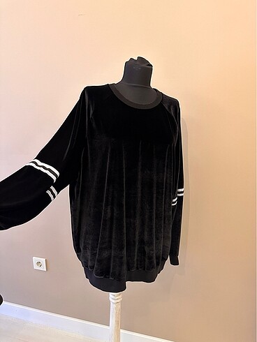 İnce kadife tunik sweatshirt