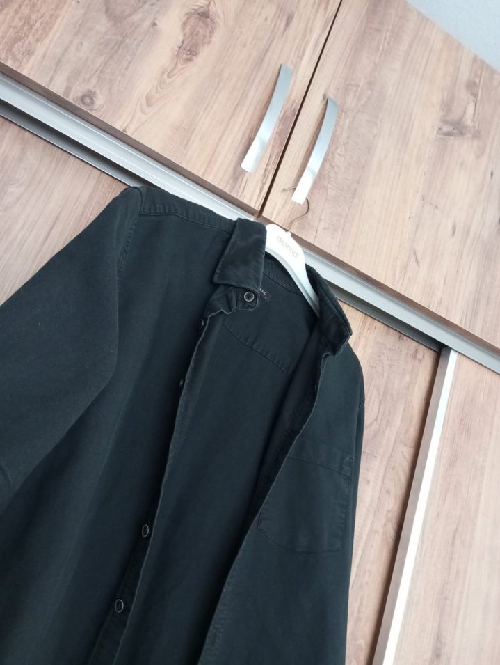 Erkek Siyah Kot Gömlek - Görsel 3