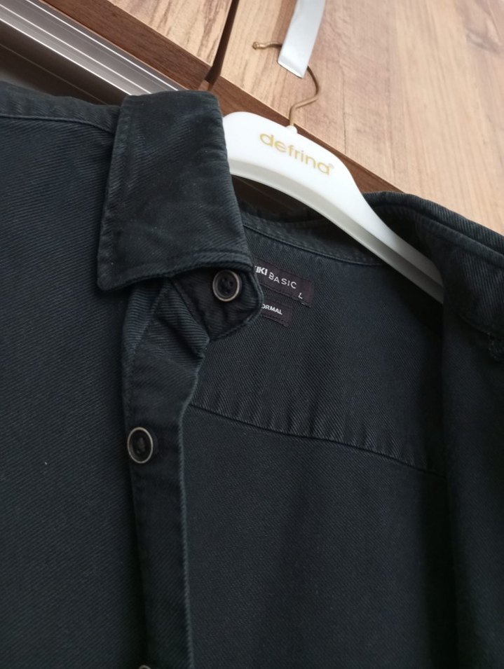 Erkek Siyah Kot Gömlek - Görsel 2