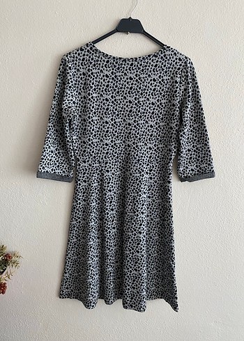 Seven Hill Gri Zebra Desenli Elbise