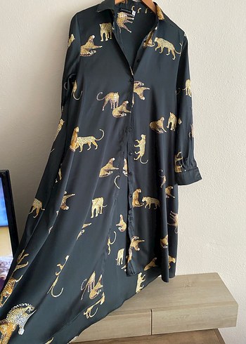 Tiffany Tomato Kaplanlı Saten Elbise - Görsel 2