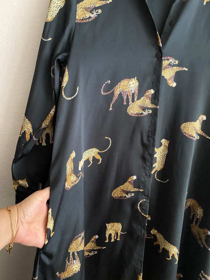 Tiffany Tomato Kaplanlı Saten Elbise - Görsel 5