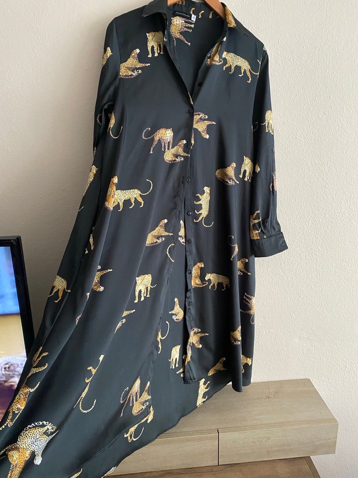 Tiffany Tomato Kaplanlı Saten Elbise - Görsel 2