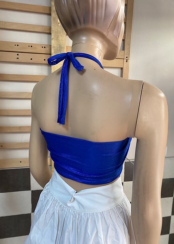 Zara Parlak Mavi Drapeli Mini Straplez Bustiyer
