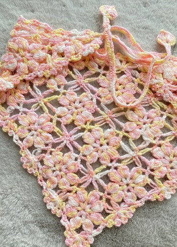 Pembe Dantel Örgü Bohem Saç Aksesuarı - Görsel 3