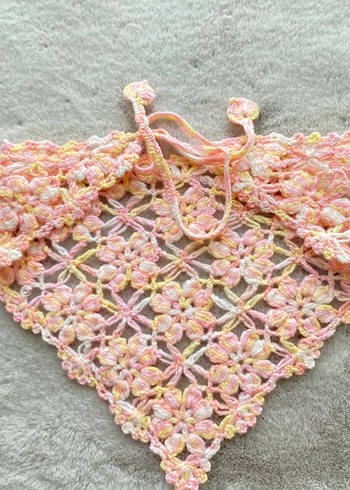 Pembe Dantel Örgü Bohem Saç Aksesuarı - Görsel 5