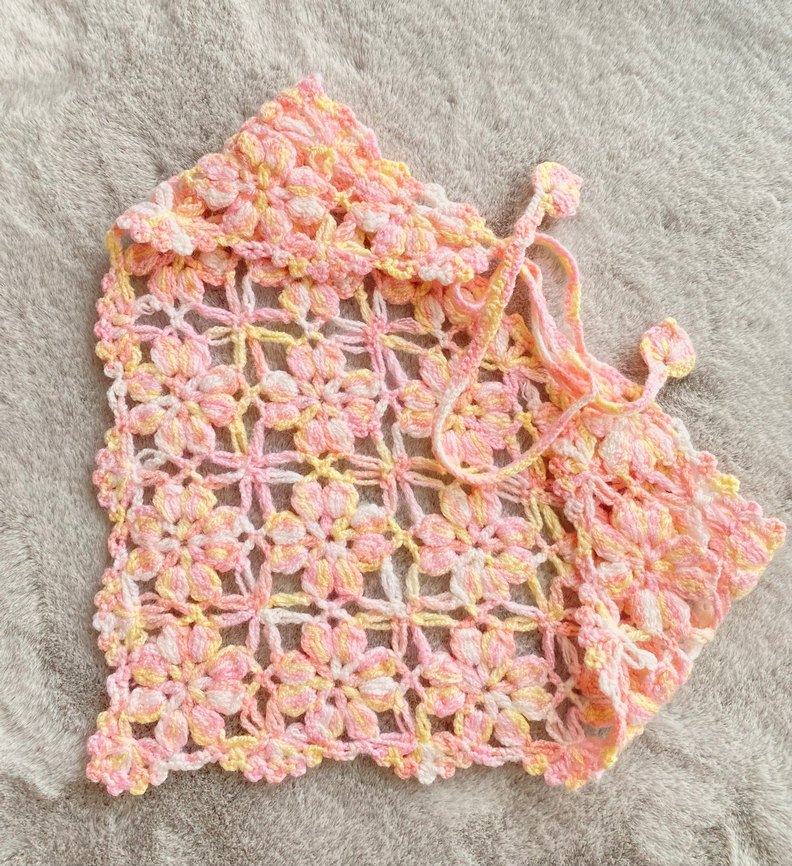 Pembe Dantel Örgü Bohem Saç Aksesuarı - Görsel 2