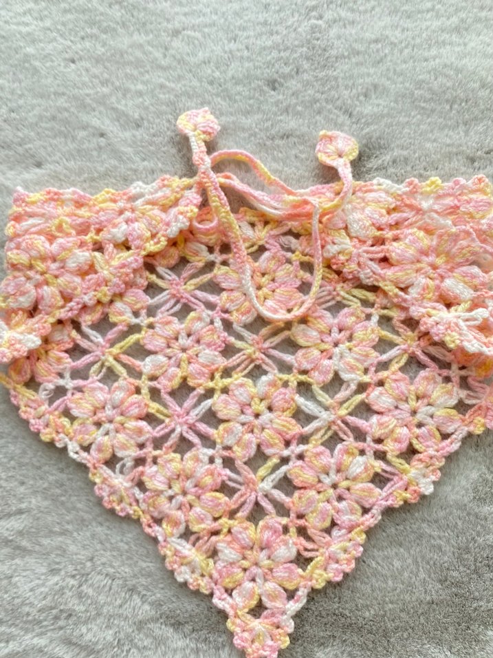 Pembe Dantel Örgü Bohem Saç Aksesuarı - Görsel 5