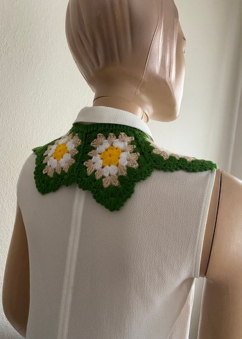 Nakışlı Dantel Detaylı Bohem Örgü Yaka - Görsel 4