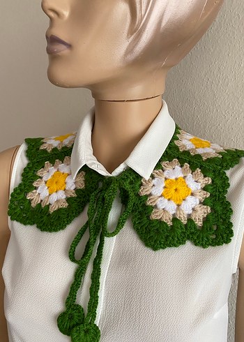 Nakışlı Dantel Detaylı Bohem Örgü Yaka - Görsel 2