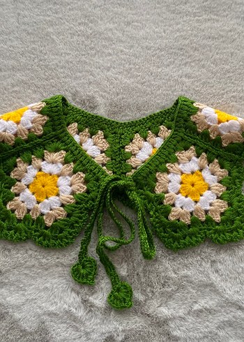 Nakışlı Dantel Detaylı Bohem Örgü Yaka - Görsel 5