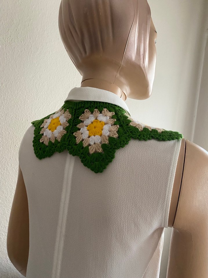 Nakışlı Dantel Detaylı Bohem Örgü Yaka - Görsel 4