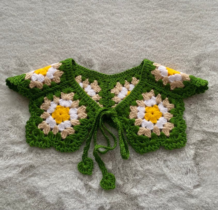 Nakışlı Dantel Detaylı Bohem Örgü Yaka - Görsel 5