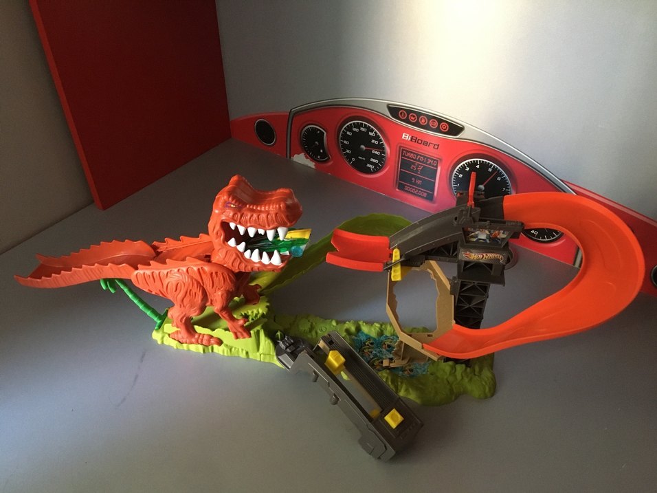 Kırmızı Dinozor ve Yarış Seti Oyuncak Araba hot wheels  set - Görsel 4