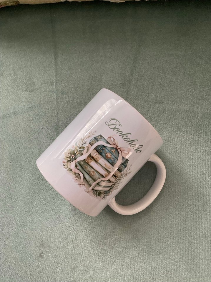 Beyaz "Bookoholic" Desenli Pastel Kupa - Görsel 2