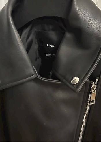 Siyah Deri Kadın Biker Ceket - Görsel 2