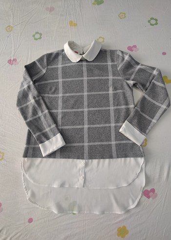 Gömlek Detaylı 36 beden Sweatshirt Çift Kumaş Detaylı