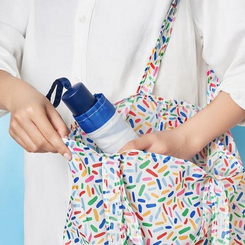 İKEA KNALLA şemsiye mavi-beyaz, katlanabilir alışverişlerinizde - Görsel 3