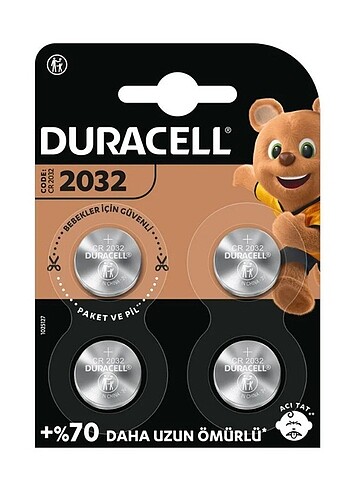 Duracell CR2032 3V 4'lü Lityum Düğme Pil 