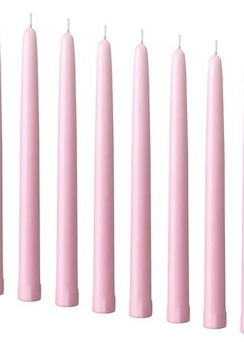 IKEA KLOKHETşamdan mumu, açık pembe, 5.5 saat 8 adet 25 cm Mum