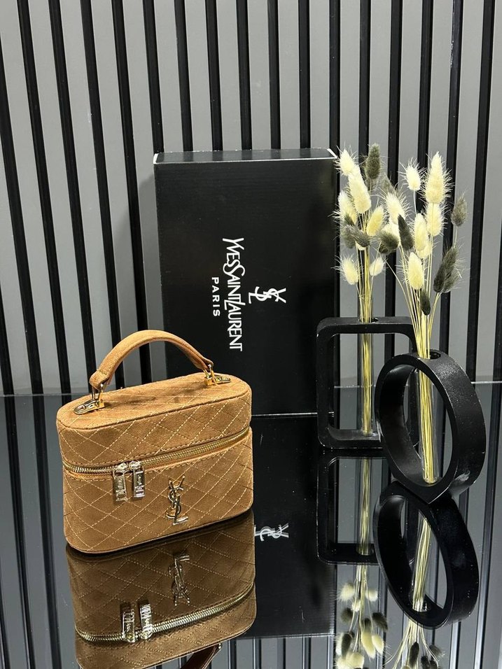 Yves Saint Laurent Bej Gri Süet Kadın Çanta - Görsel 4