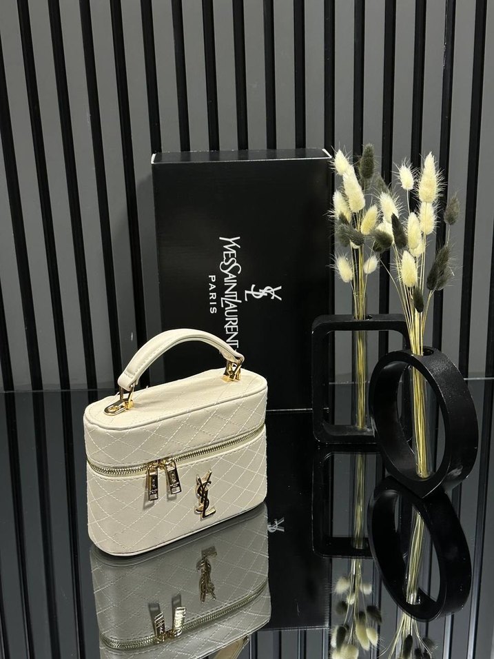 Yves Saint Laurent Bej Gri Süet Kadın Çanta - Görsel 5